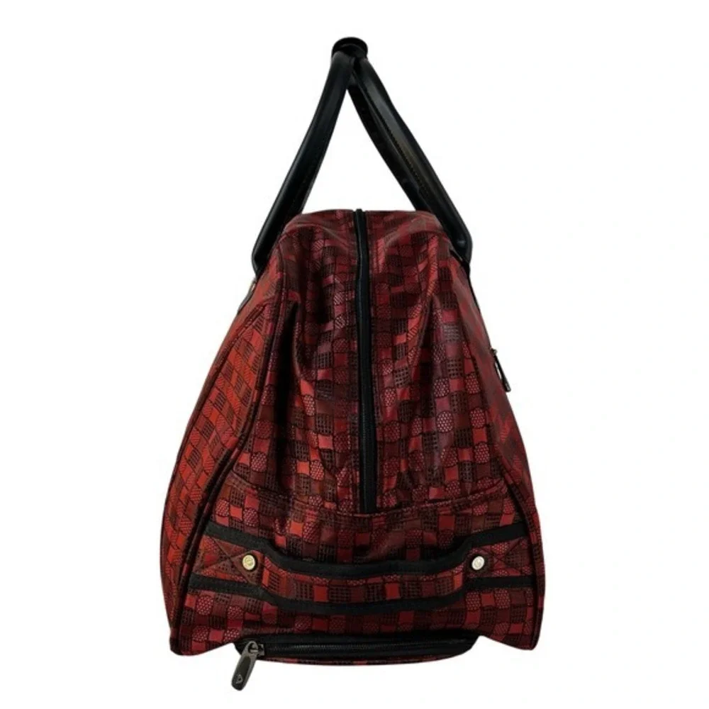CALPAK Rolling Travel Duffel Bag Red Plaid Carry On Luggage 21